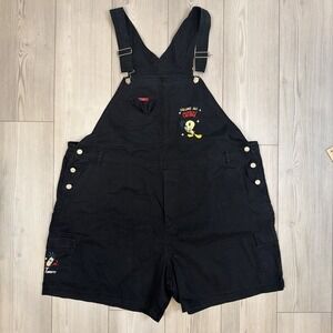 Women's Tweety Bird Overalls Bibs 26/28 Black Denim Vintage‎ Looney Tunes Cuties